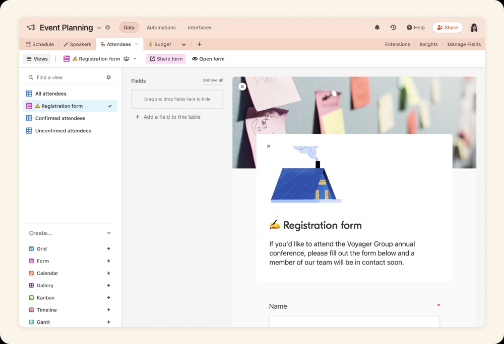 3.4 Registration form